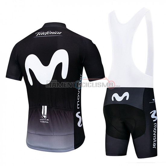 Abbigliamento Ciclismo Movistar Manica Corta 2019 Nero Bianco